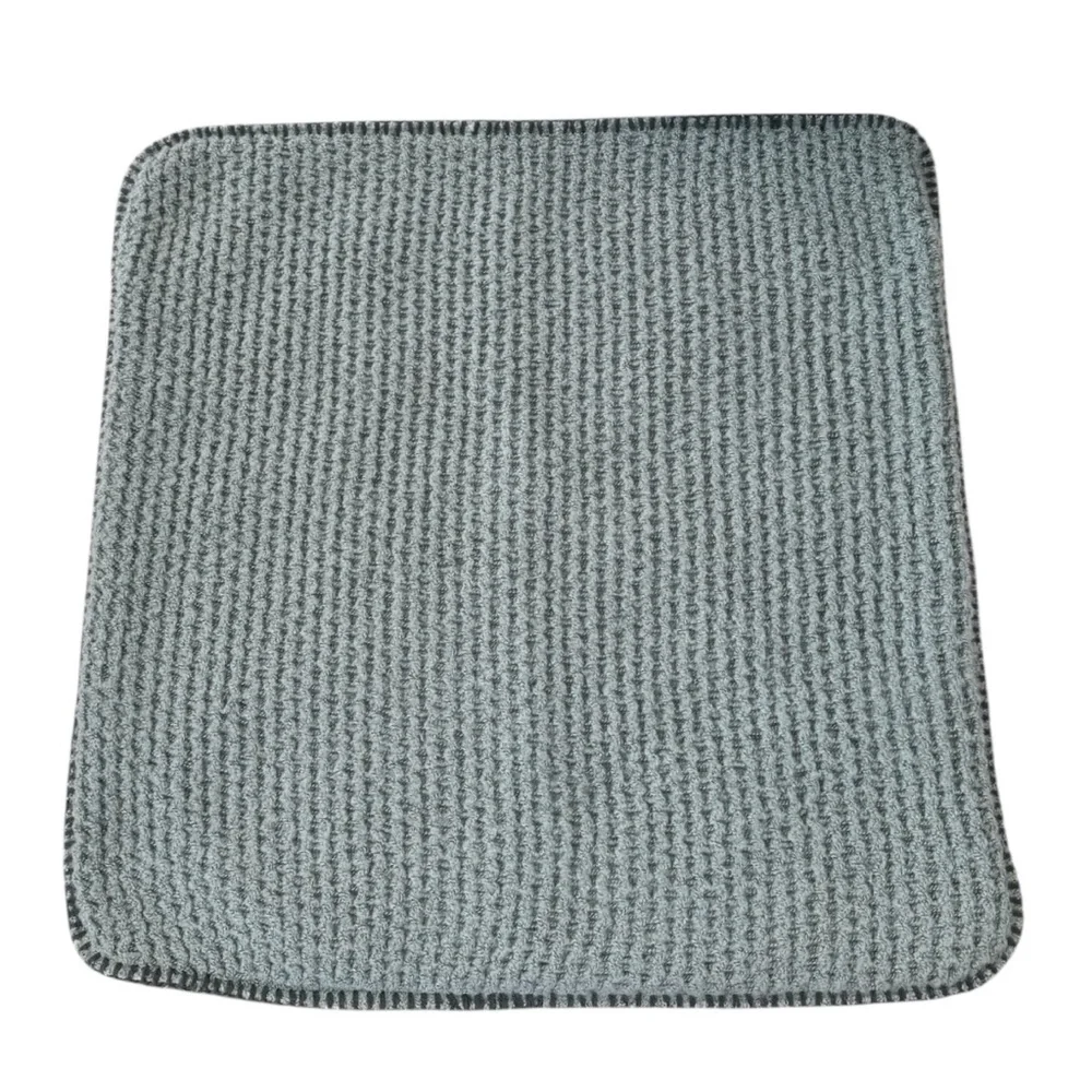 Set of 2 Pottery Barn‎ Dusty Blue Thermal Sherpa Back Knit Pillow Covers 24 x 24